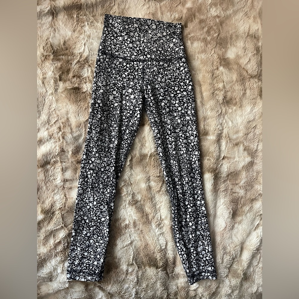 lululemon athletica Black and White Floral Leggings
